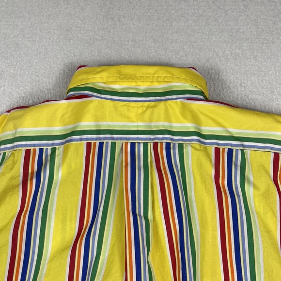 Ralph Lauren Shirt Mens‎ 17.5 XL Yellow Striped Vintage 90s Casual Workwear - Picture 13 of 14